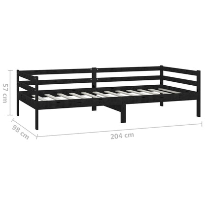 Day bed with mattress 90x200 cm black pine solid wood