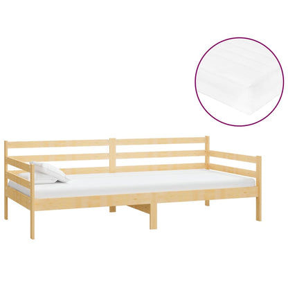 Day bed with mattress 90x200 cm solid pine wood