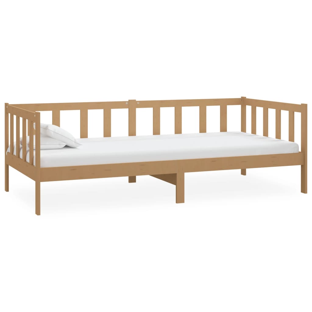 Day bed with mattress 90x200 cm honey brown solid pine