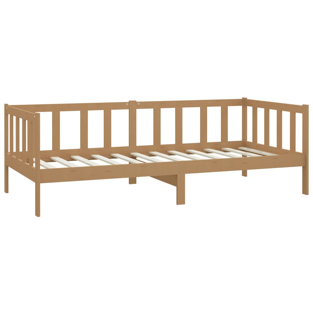 Day bed with mattress 90x200 cm honey brown solid pine