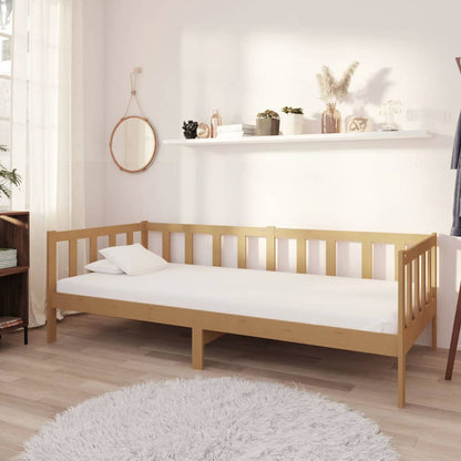 Day bed with mattress 90x200 cm honey brown solid pine