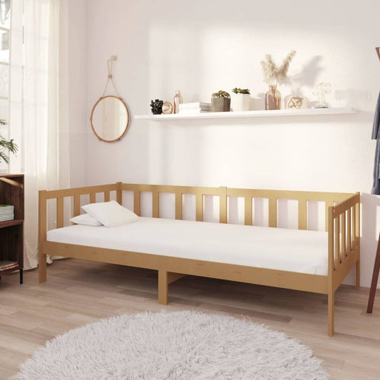 Day bed with mattress 90x200 cm honey brown solid pine