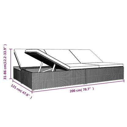 Sonnenliege mit Auflagen Poly Rattan Schwarz