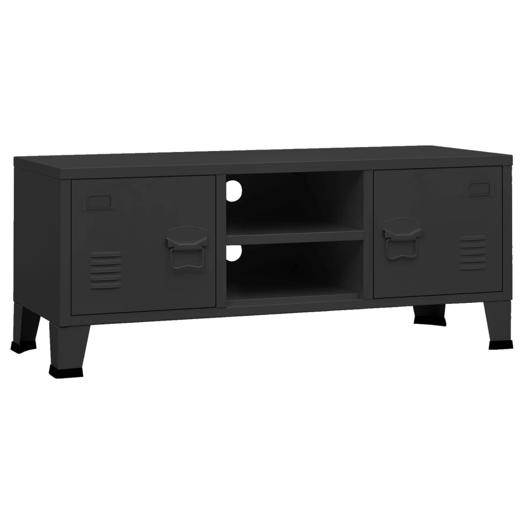 TV-Schrank Industrie-Stil Schwarz 105x35x42 cm Metall