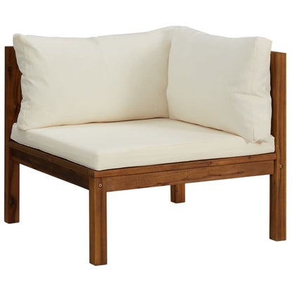 6-piece garden lounge set with cream cushions solid acacia wood