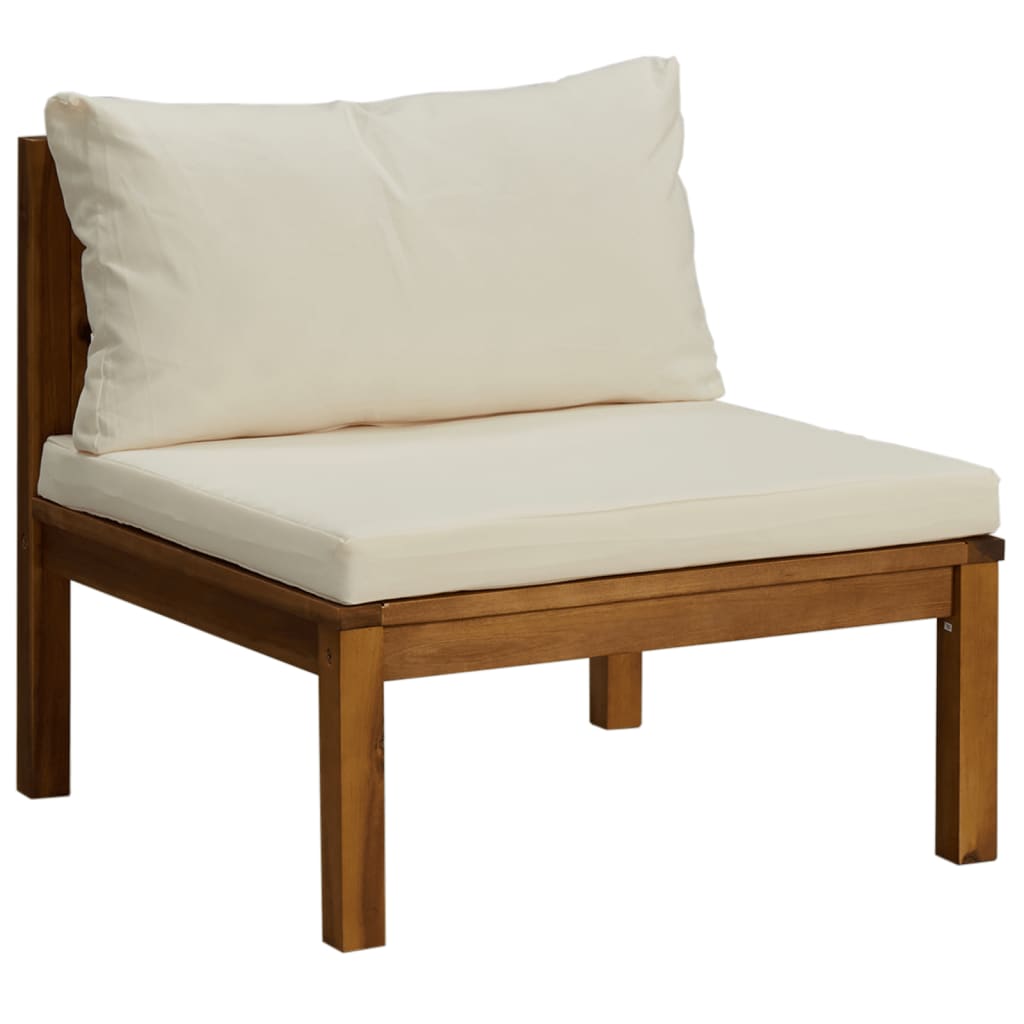 6-piece garden lounge set with cream cushions solid acacia wood