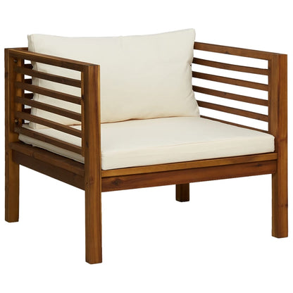 7-piece garden lounge set with cream cushions solid acacia wood