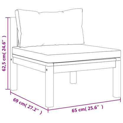 3-tlg. Garten-Lounge-Set mit Creme Kissen Massivholz Akazie