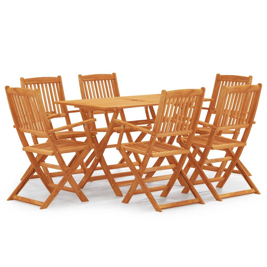 7-piece garden dining set, foldable, solid wood, eucalyptus