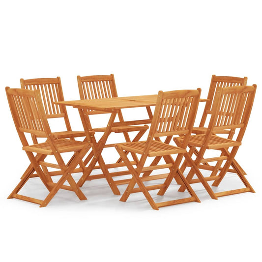 7-piece garden dining set, foldable, solid wood, eucalyptus