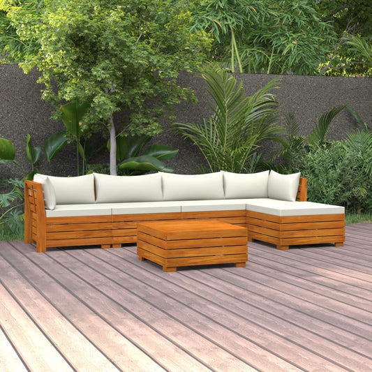 6-tlg. Garten-Lounge-Set mit Kissen Massivholz Akazie