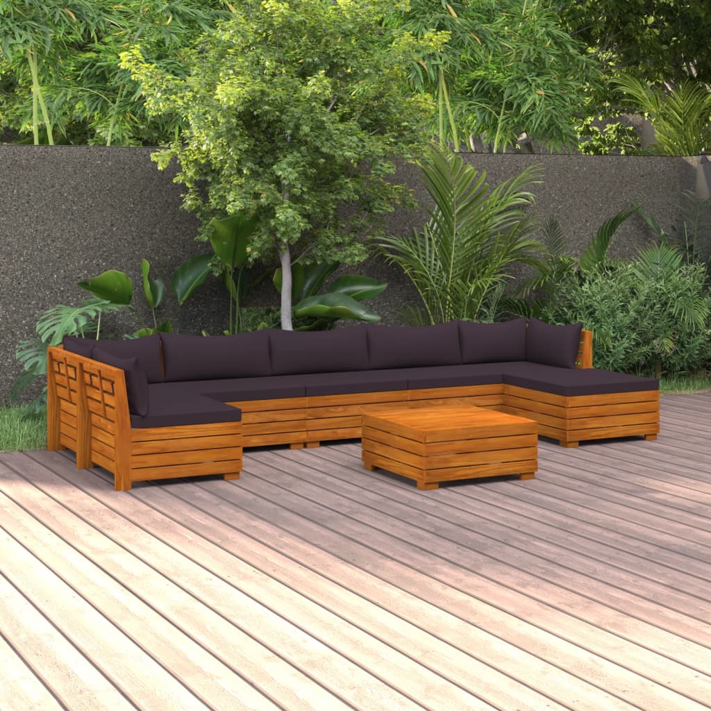 8-tlg. Garten-Lounge-Set mit Kissen Massivholz Akazie