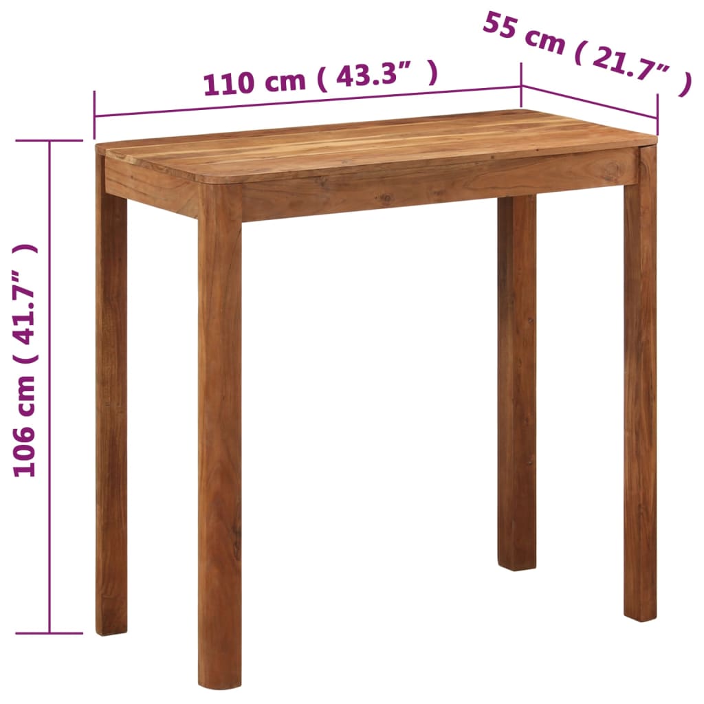 Bartisch Massivholz Akazie Honigfarbenes Finish 110x55x106 cm