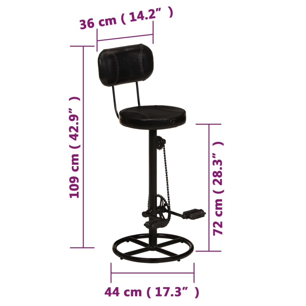 Barhocker 2 Stk. Schwarz Echtes Ziegenleder