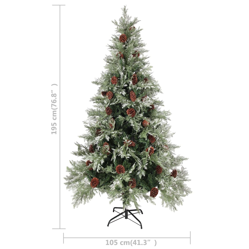 Weihnachtsbaum mit Zapfen Grün und Weiß 195 cm PVC & PE