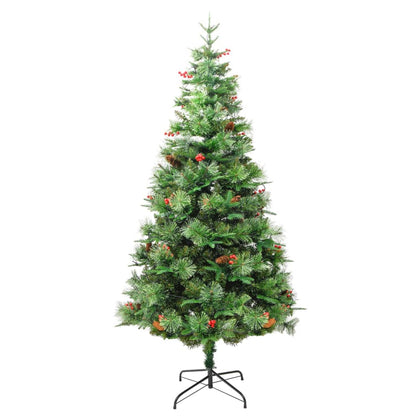 Weihnachtsbaum mit Beleuchtung und Kiefernzapfen Grün 195 cm