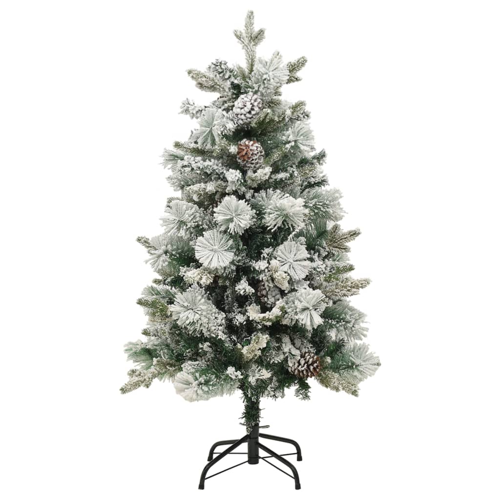 Weihnachtsbaum mit Beleuchtung Schnee und Zapfen 150 cm PVC&PE