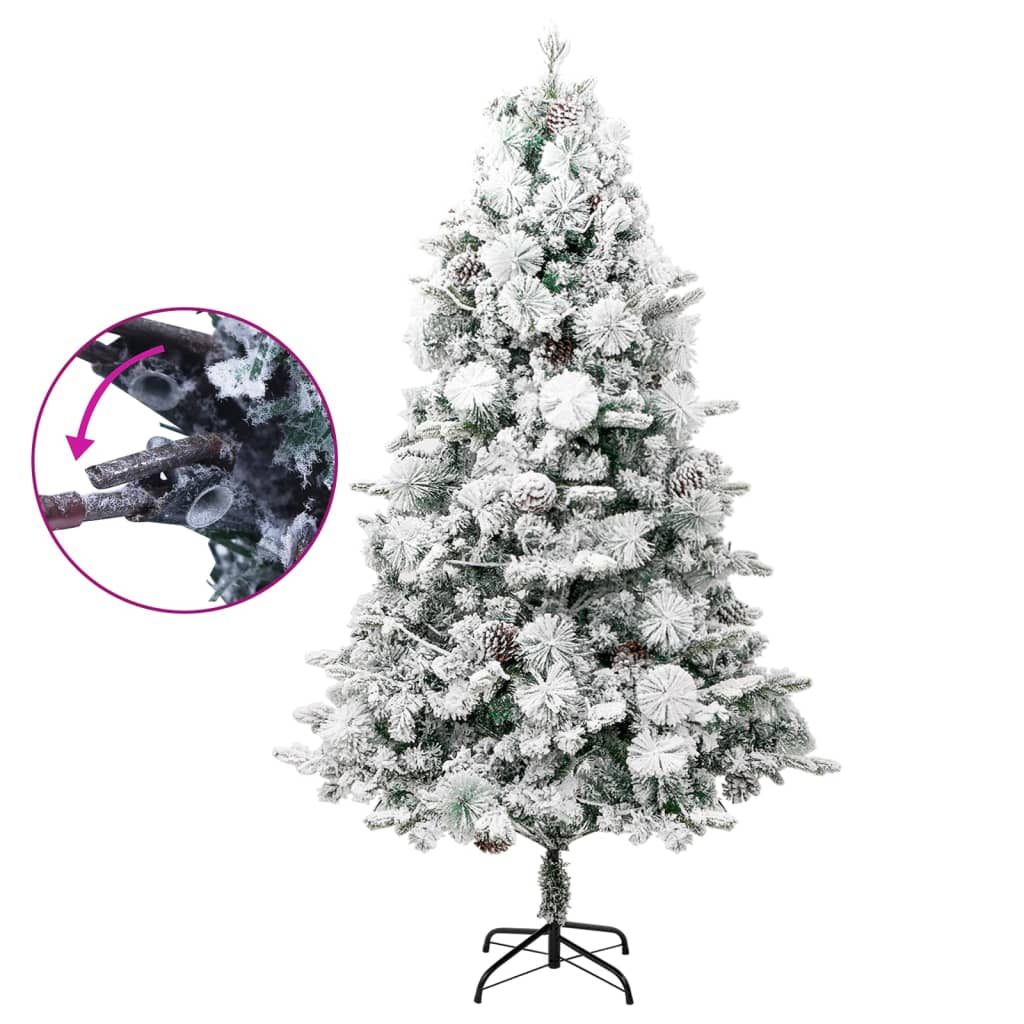 Weihnachtsbaum mit Beleuchtung Schnee und Zapfen 195 cm PVC&PE