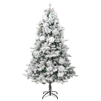 Weihnachtsbaum mit Beleuchtung Schnee und Zapfen 195 cm PVC&PE