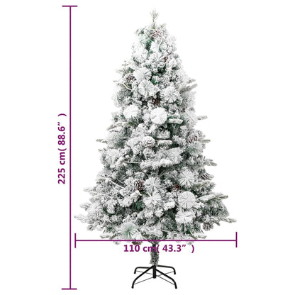 Weihnachtsbaum mit Beleuchtung Schnee und Zapfen 225 cm PVC&PE