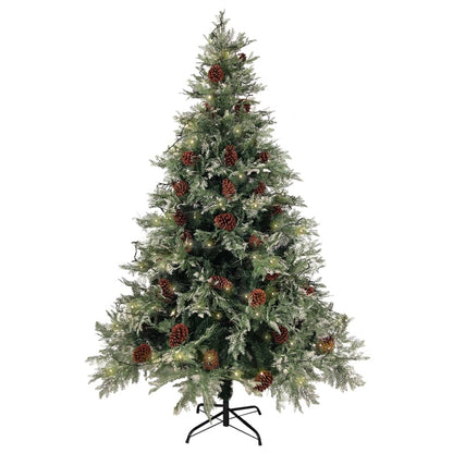 Weihnachtsbaum mit Beleuchtung und Kiefernzapfen 150 cm PVC&PE