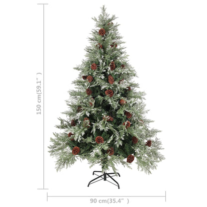 Weihnachtsbaum mit Beleuchtung und Kiefernzapfen 150 cm PVC&PE