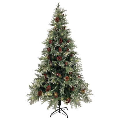 Weihnachtsbaum mit Beleuchtung und Kiefernzapfen 195 cm PVC&PE