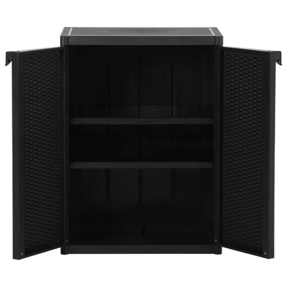 Gartenschrank Schwarz 65x45x88 cm PP Rattan-Optik