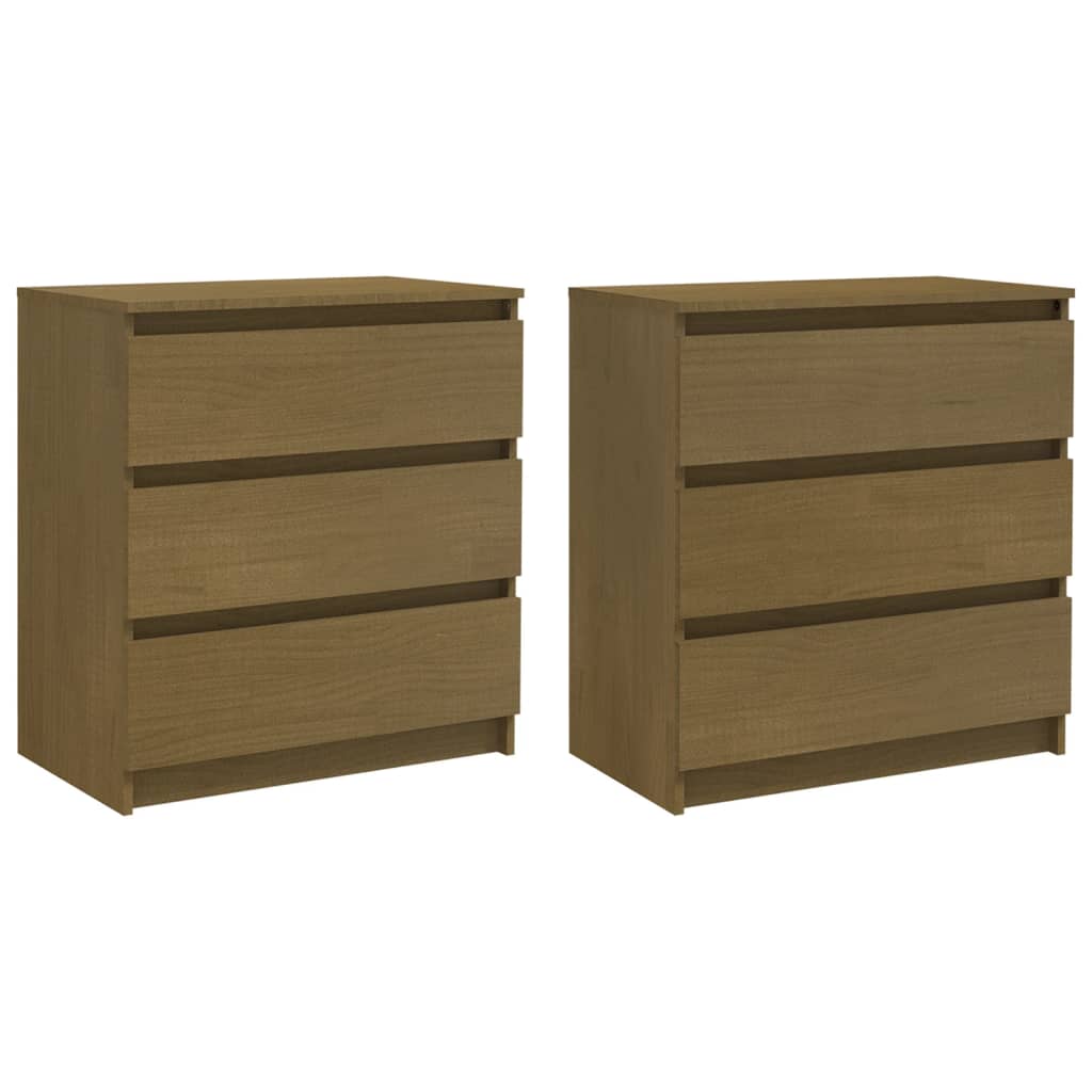 Bedside tables 2 pcs. Honey brown 60x36x64 cm solid pine