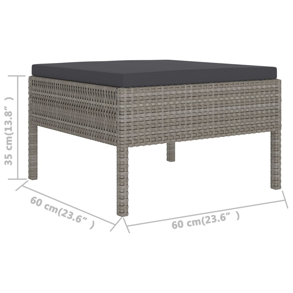 5-tlg. Garten-Lounge-Set mit Auflagen Poly Rattan Grau