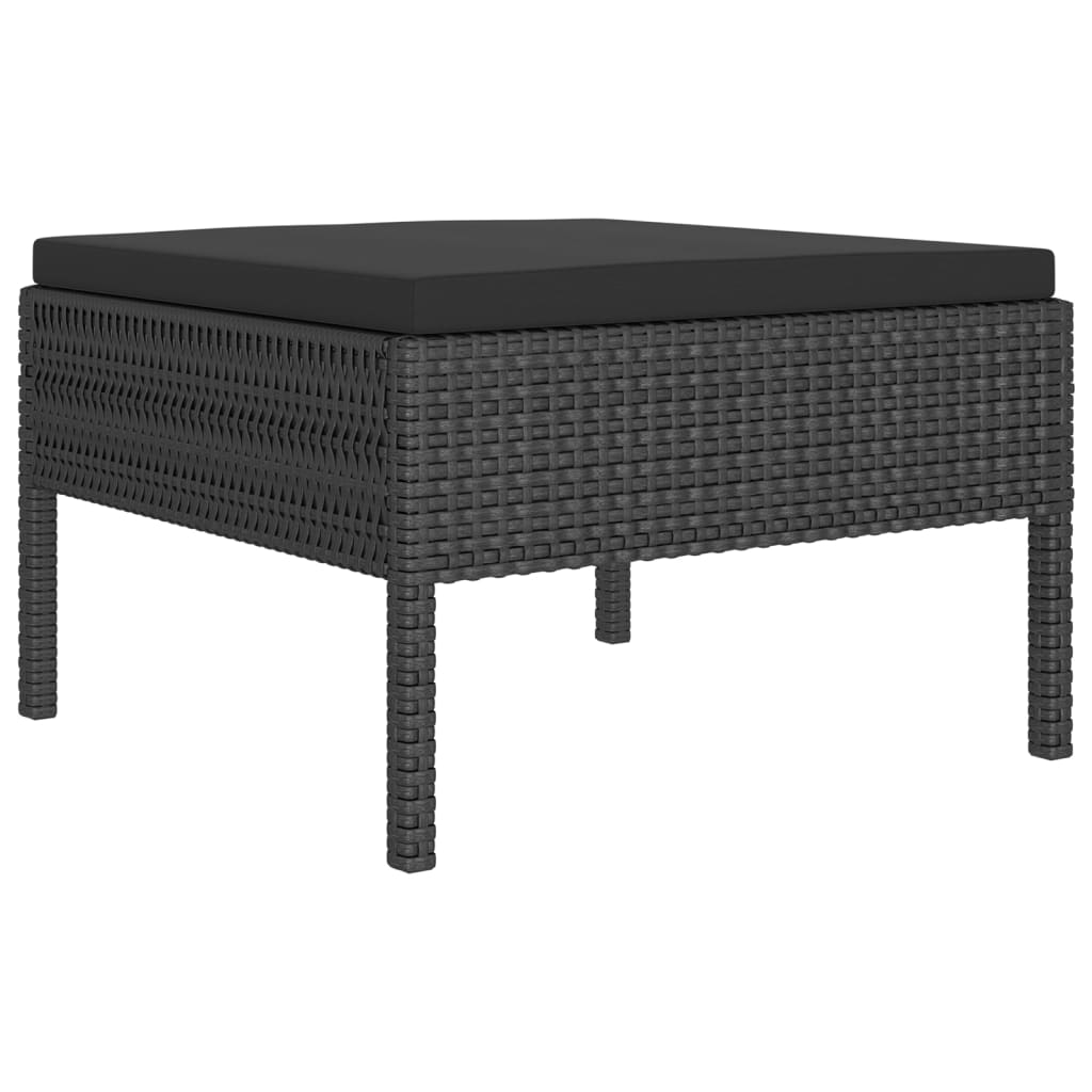 5-tlg. Garten-Lounge-Set mit Auflagen Poly Rattan Schwarz