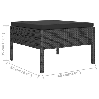 5-tlg. Garten-Lounge-Set mit Auflagen Poly Rattan Schwarz