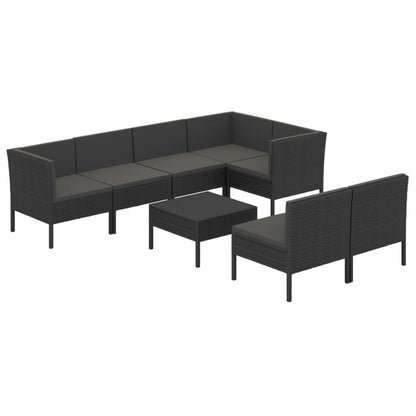 8-tlg. Garten-Lounge-Set mit Auflagen Poly Rattan Schwarz