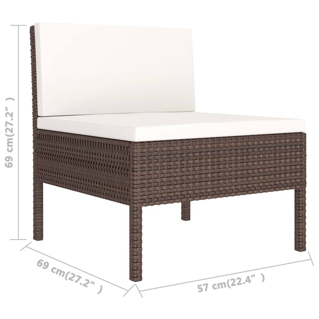 7-tlg. Garten-Lounge-Set mit Auflagen Poly Rattan Braun