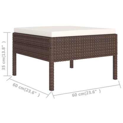 7-tlg. Garten-Lounge-Set mit Auflagen Poly Rattan Braun