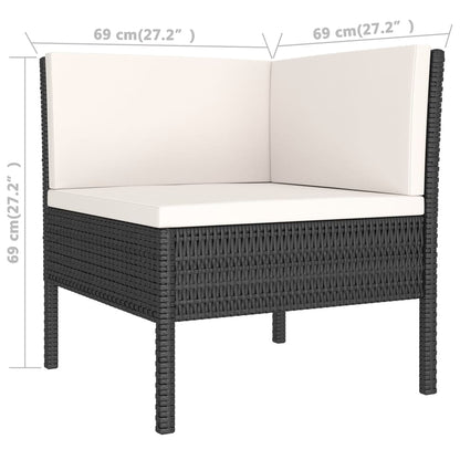 7-tlg. Garten-Lounge-Set mit Auflagen Poly Rattan Schwarz