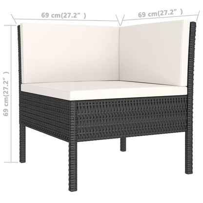 9-tlg. Garten-Lounge-Set mit Auflagen Poly Rattan Schwarz