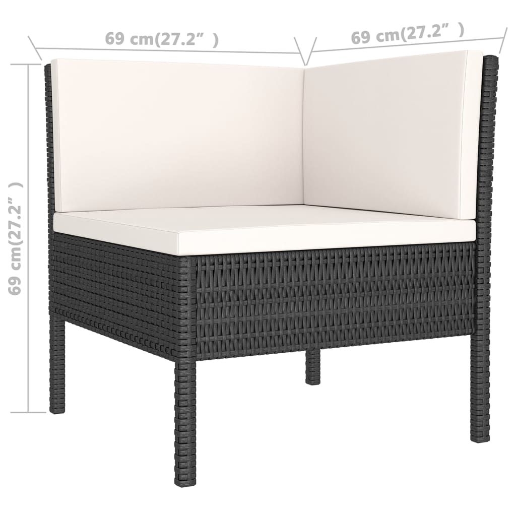 13-tlg. Garten-Lounge-Set mit Auflagen Poly Rattan Schwarz