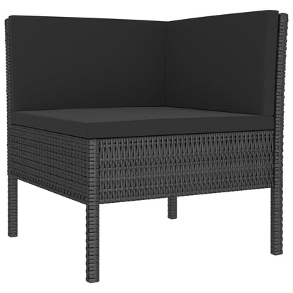 9-tlg. Garten-Lounge-Set mit Auflagen Poly Rattan Schwarz