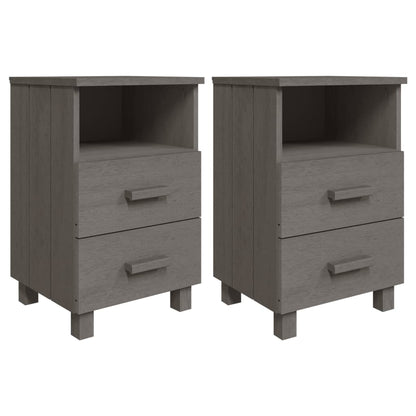 Bedside tables HAMAR 2 pcs. Light grey 40x35x62 cm solid wood