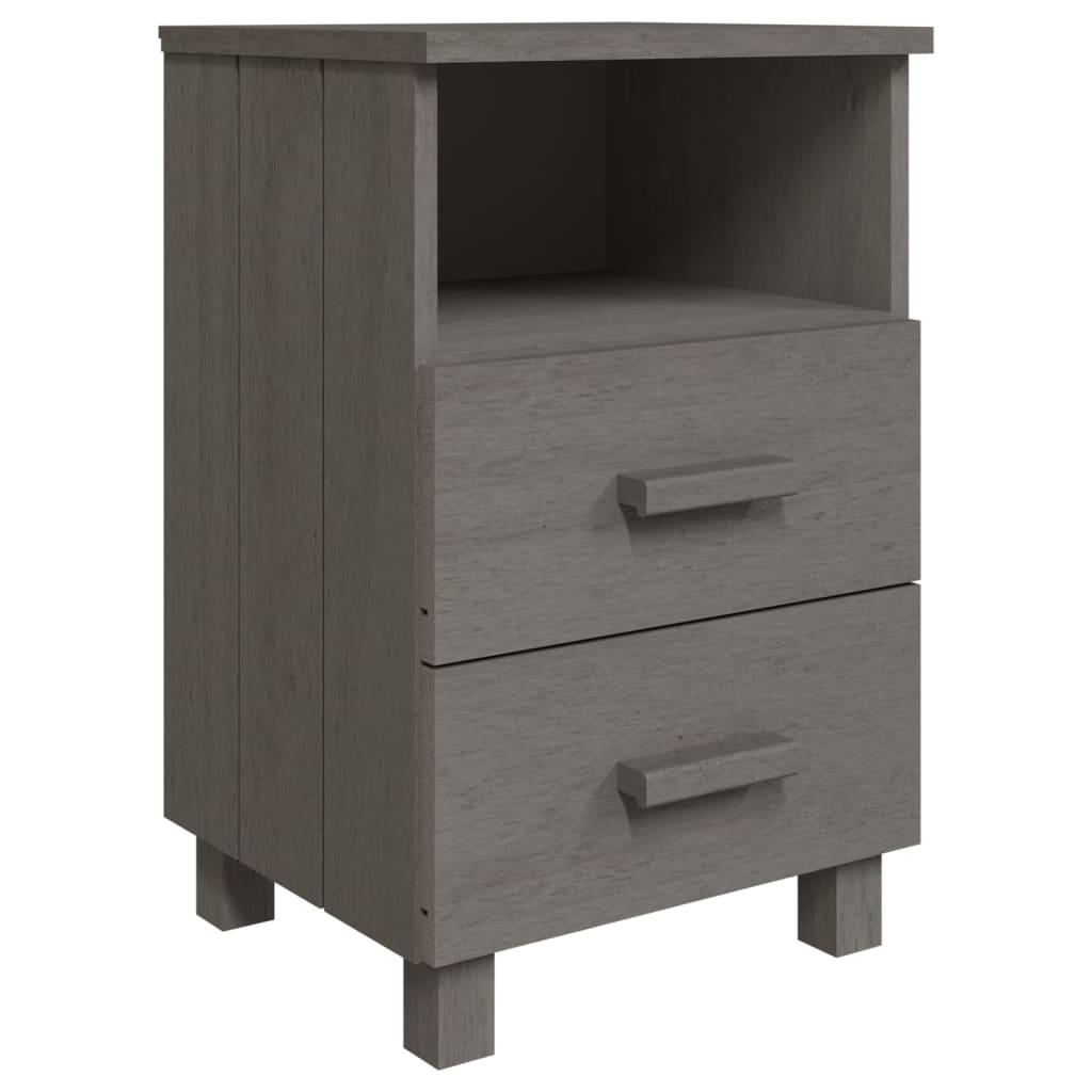 Bedside tables HAMAR 2 pcs. Light grey 40x35x62 cm solid wood