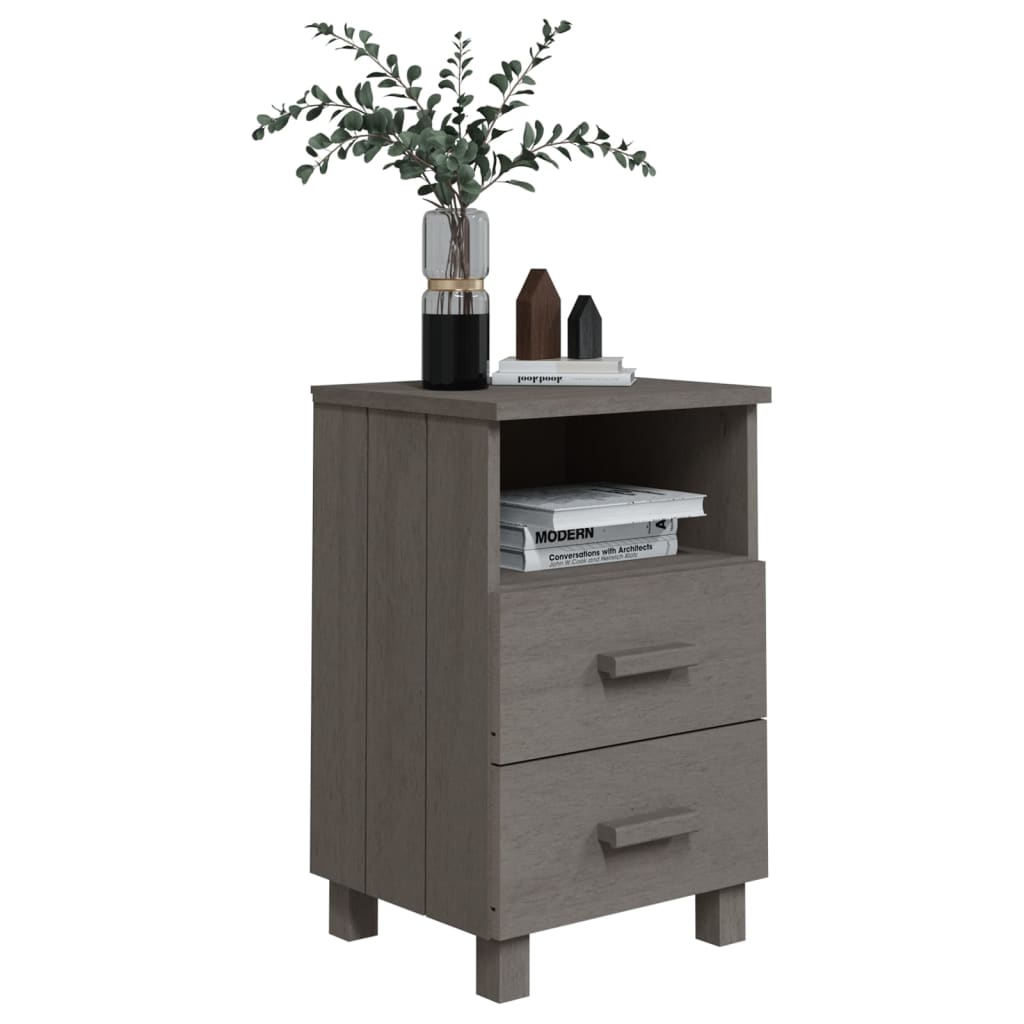 Bedside tables HAMAR 2 pcs. Light grey 40x35x62 cm solid wood