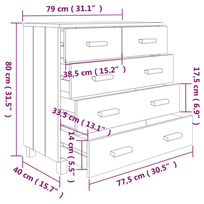 Sideboard HAMAR Honigbraun 79x40x80 cm Massivholz Kiefer