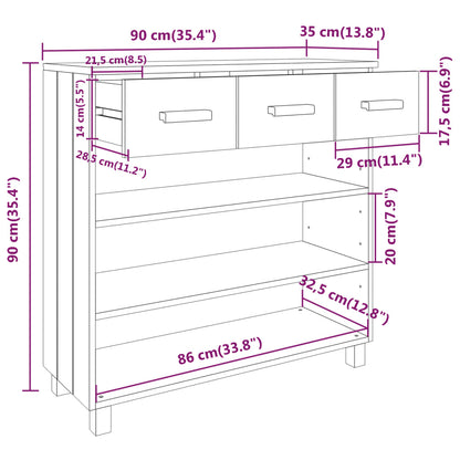 Console table HAMAR honey brown 90x35x90 cm solid pine