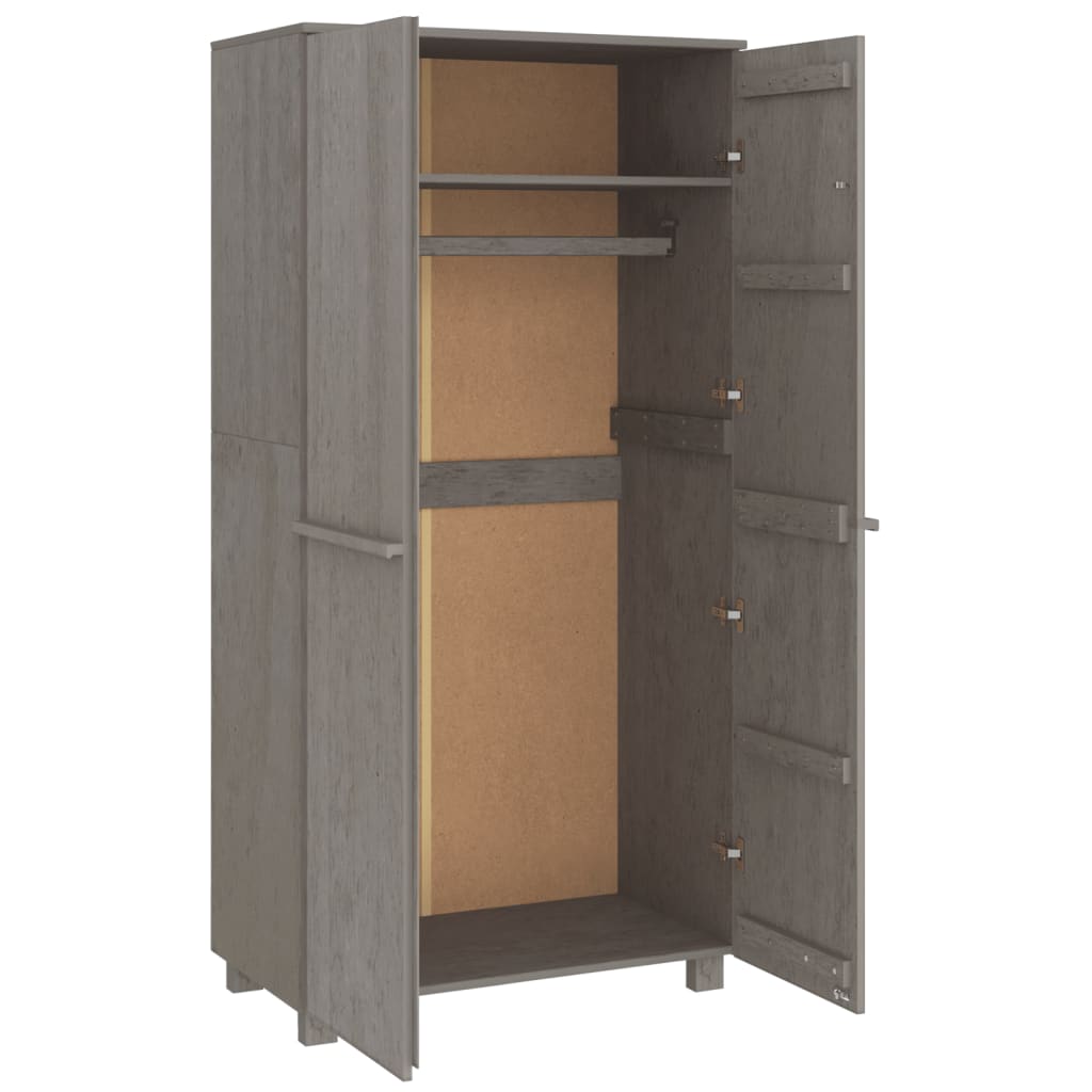 Kleiderschrank HAMAR Hellgrau 89x50x180 cm Massivholz Kiefer