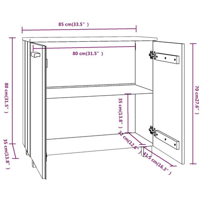 Sideboard HAMAR Honigbraun 85x35x80 cm Massivholz Kiefer