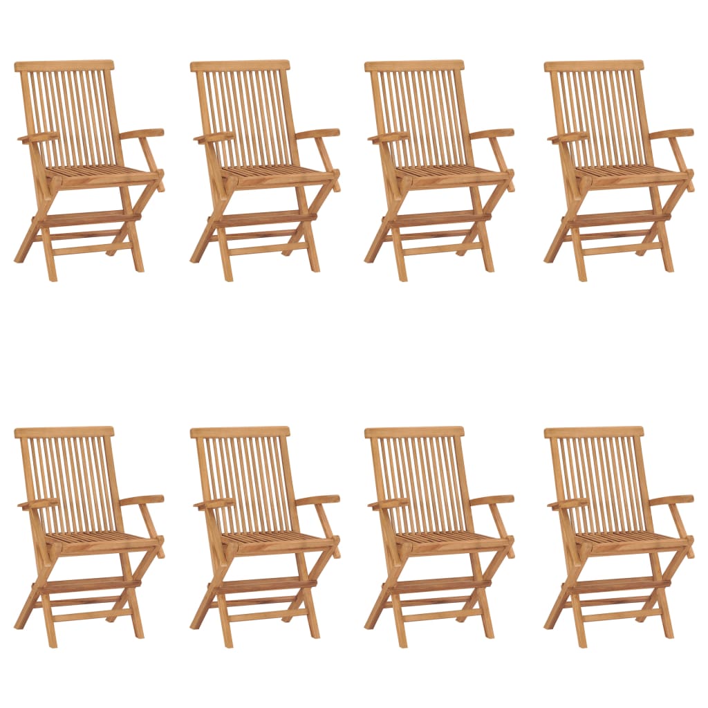 Folding garden chairs 8 pcs. Solid teak wood