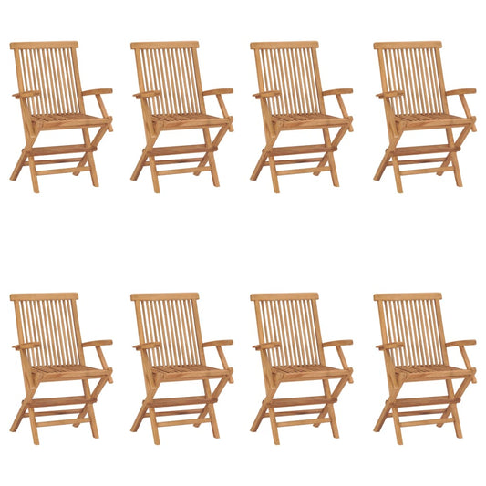 Folding garden chairs 8 pcs. Solid teak wood