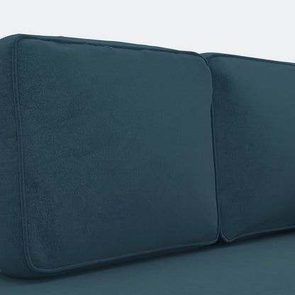 Chaiselongue mit Kissen und Nackenrolle Blau Samt