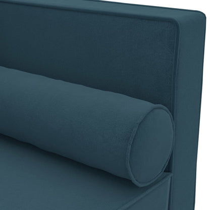 Chaiselongue mit Kissen und Nackenrolle Blau Samt